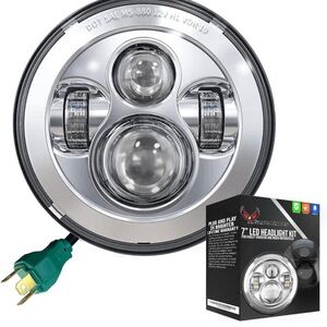 Motorcycle LED Headlight - Black and Silver